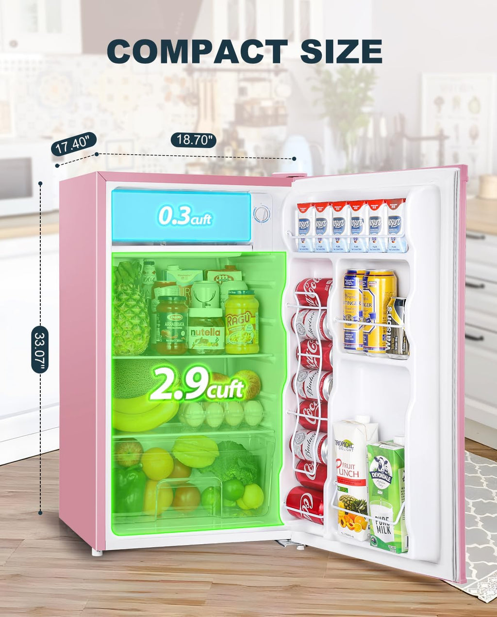 Upstreman 3.2 Cu.Ft Mini Fridge with Freezer, Single Door Mini Fridge, Dorm Fridge, Adjustable Thermostat, Mini Refrigerator for Bedroom, Office, Dorm, Black-BR321 wourant