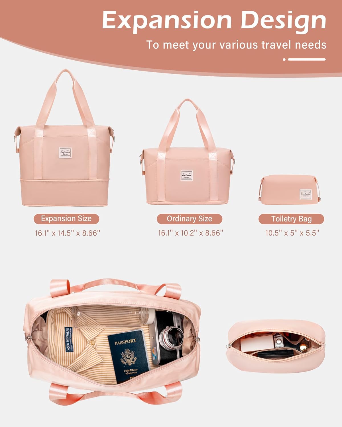 LONG VACATION 6 Piece Luggage Set Carry on Suitcase with ABS+PC hardshell, Spinner Wheels & YKK Zipper TSA Lock wourant