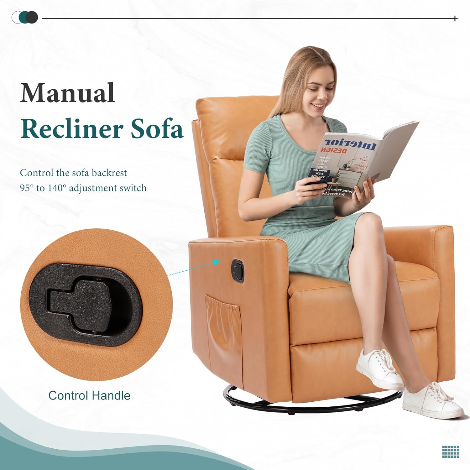 DUMOS Recliner Chair for Adults, Massage Reclining Chair for Living Room, Adjustable Home Theater Seating Single Sofa with Padded Seat Backrest and Footrest, Linen, Grey wourant