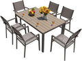 Homall Patio Dining Set 7 Pieces Outdoor Furniture with Large Table and 6 Textilene Chairs for Porch, Brown wourant