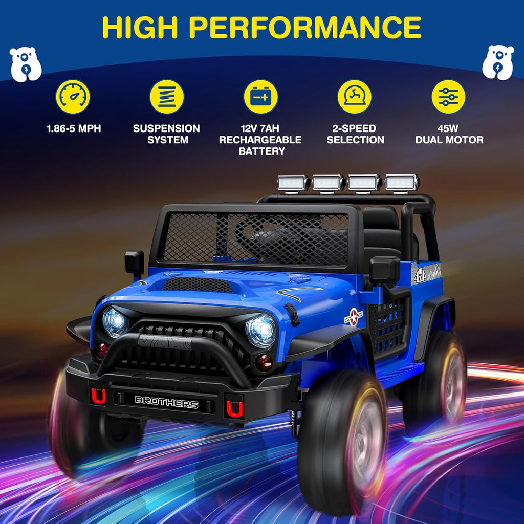 L8 Ride On Car, 2 Seater, 12V Kids Electric Car w/Remote Control, 4-Wheel Suspension, Bluetooth Speaker, Multi Music Modes, 3 Speeds, LED Lights, Xmas & Birthday Gift Ideas for Kids Ages 3+ wourant