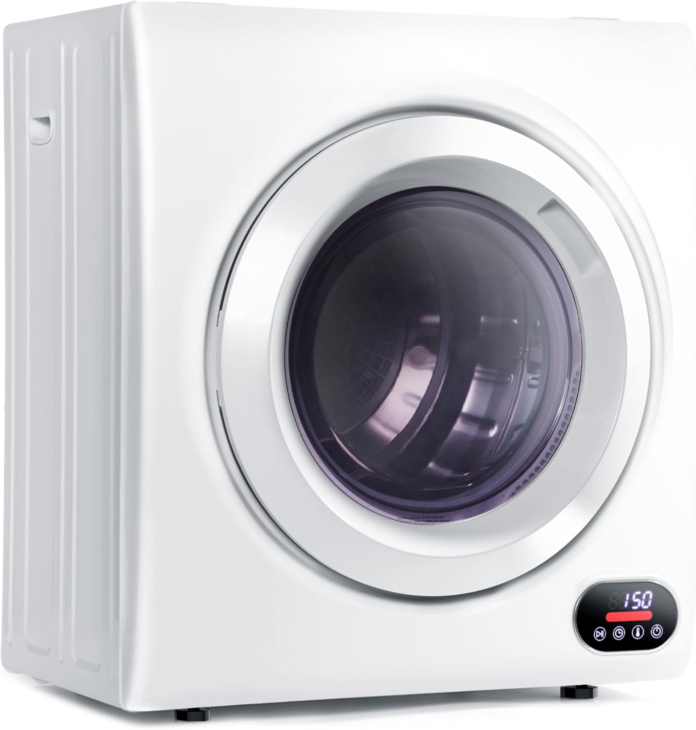 Compact Laundry Dryer, 3.5 cu ft Front Load Stainless Steel Clothes Dryers With Exhaust Pipe, 1500W, LCD Control Panel Four-Function Portable Dryer For Apartments, Home, Dorm, White wourant
