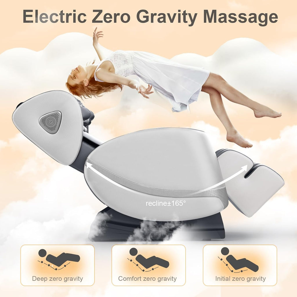 2025 Massage Chair Full Body, Zero Gravity Massage Chair with 10 Fix Rollers, Heating, Foot Massage, Auto Modes, Bluetooth Speaker, Touch Screen Controller (Brown Premium) wourant