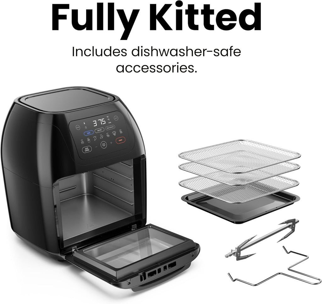 Chefman Compact 6.3-Quart Digital Air Fryer with Rotisserie, Dehydrator, and Convection Oven, 8 Touchscreen Presets wourant