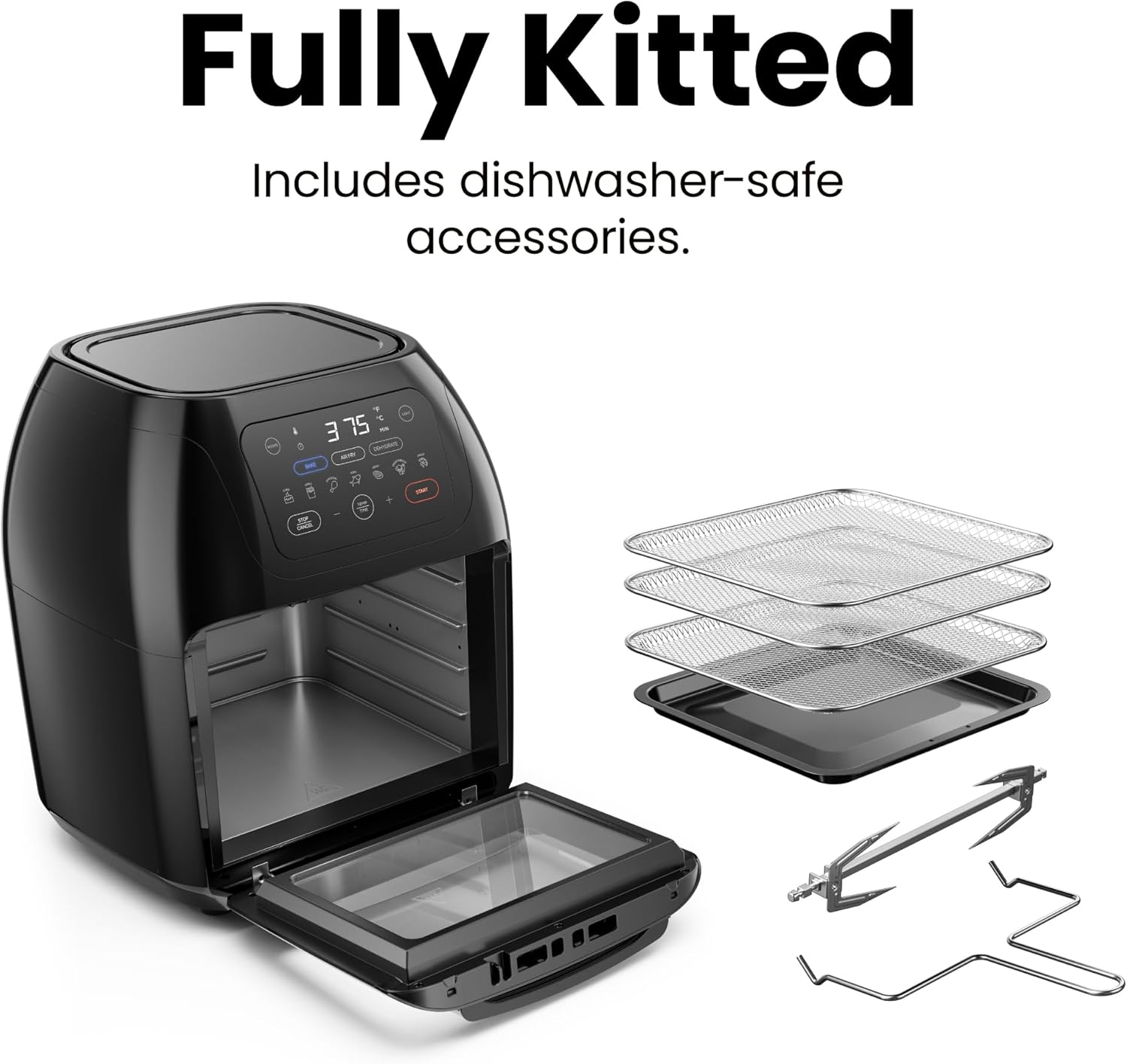 Chefman Compact 6.3-Quart Digital Air Fryer with Rotisserie, Dehydrator, and Convection Oven, 8 Touchscreen Presets wourant