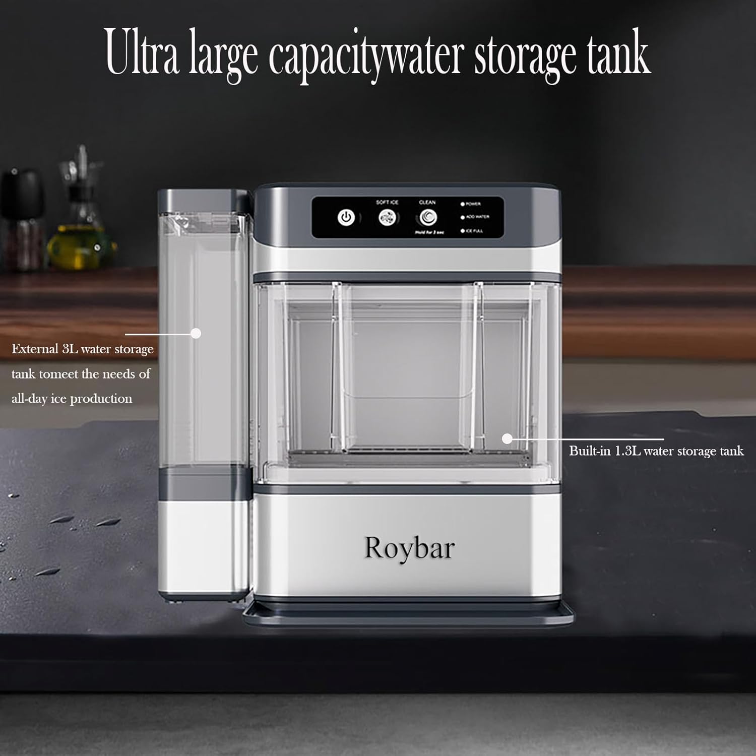 Large Capacity Ice Makers Countertop One-Click Operation Self-Cleaning Portable Ice Maker 41lbs/24H with There is A Detachable 3L Water Tank Ice Machine for Home,Bar,Office wourant
