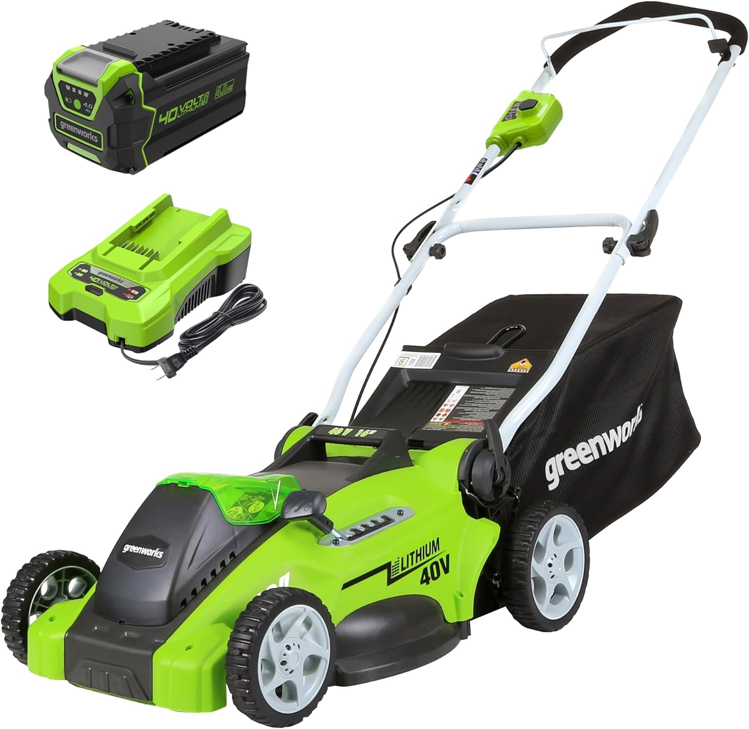 Greenworks 40V 16" Cordless Lawn Mower, Ultra-Light Push Mower with 4.0Ah Battery wourant