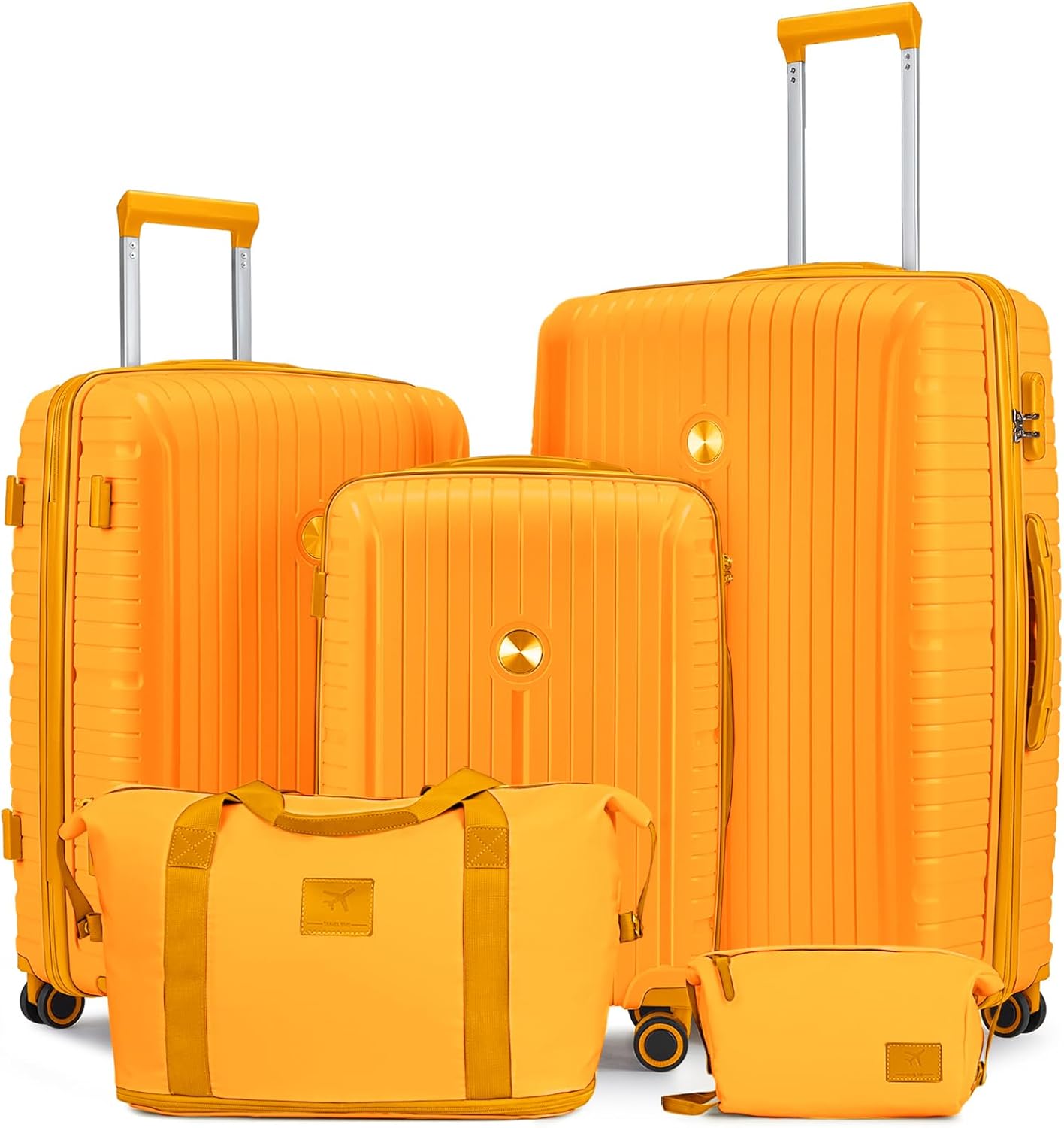 5-piece PP hardshell lightweight travel carry-on luggage set with dual spinner wheels and TSA lock wourant