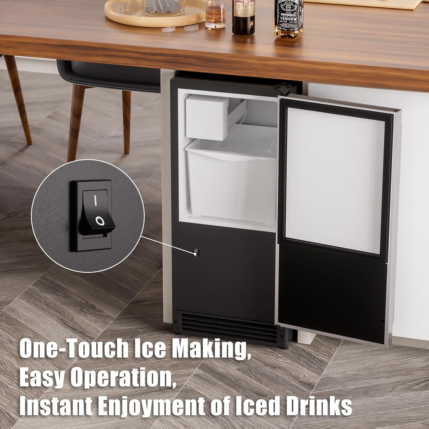 COTLIN 15" W Drainless Under Counter Ice Maker with 22LBS Storage Bin, Crescent Ice, Free Standing Built-in Ice Maker for Residential Commercial Use, No Drain Required, ETL Approved, 2025 Upgraded wourant