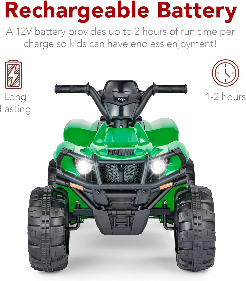 Best Choice Products 12V Kids Ride-On Electric ATV, 4-Wheeler Quad Car Toy w/Bluetooth Audio, 2.4mph Max Speed, Treaded Tires, LED Headlights, Radio wourant