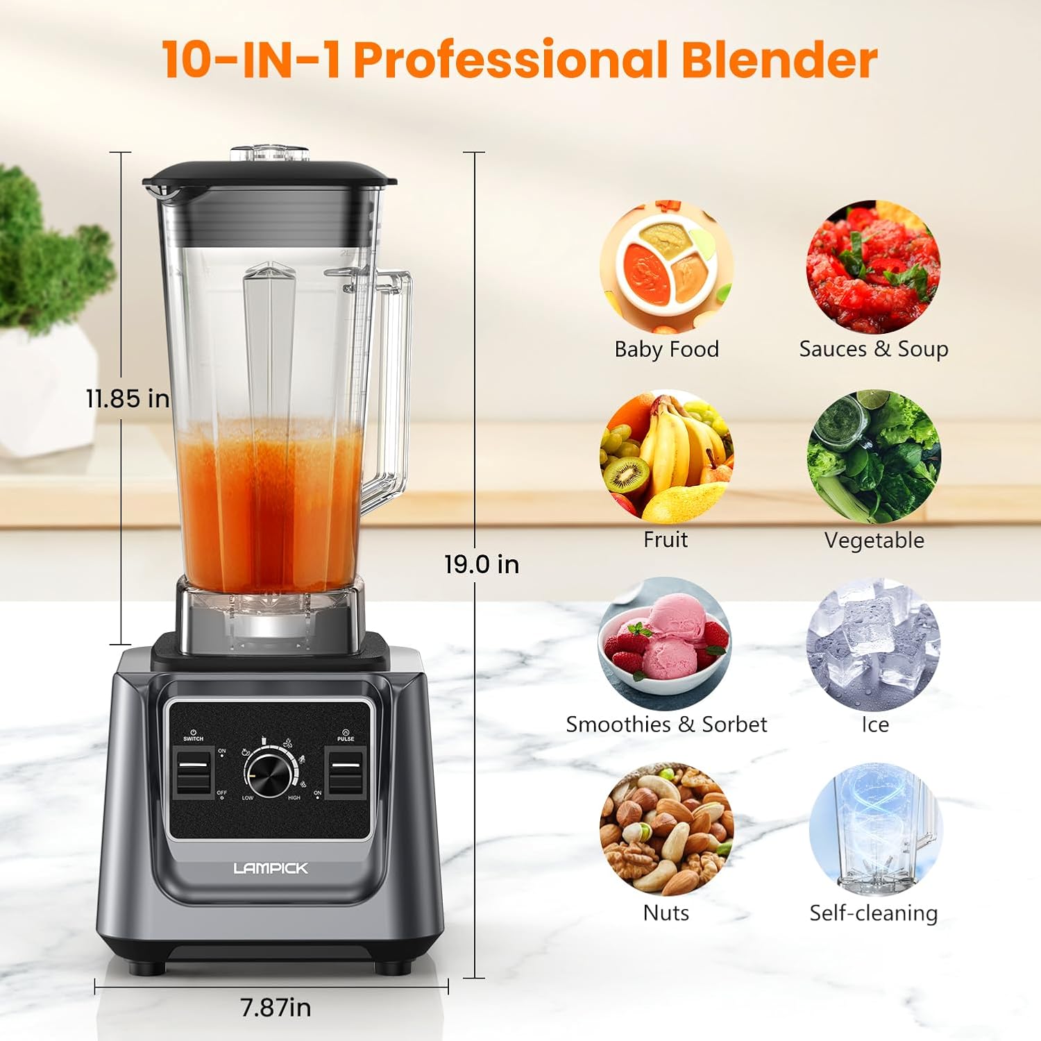 Blenders for Kitchen, 2000W Blender for Smoothies 35000 RPM wourant
