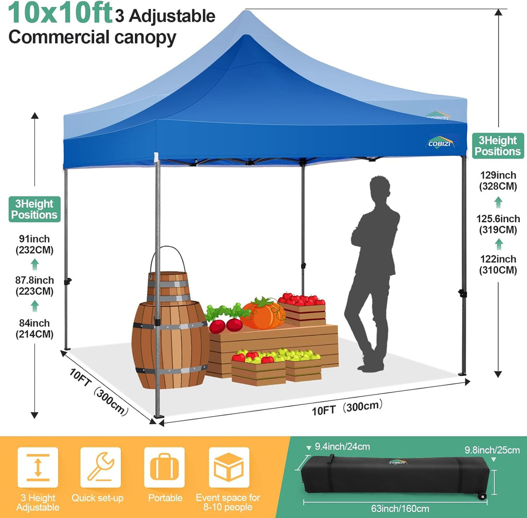 COBIZI 10x20 Heavy Duty Pop up Canopy Tent with 6 sidewalls Easy Up Commercial Outdoor Canopy Wedding Party Tents for Parties All Season Wind & Waterproof Gazebo with Roller Bag,Black(Frame Thickened) wourant