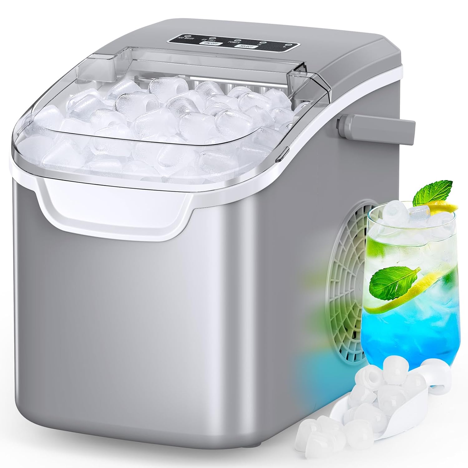 COWSAR Ice Maker Countertop, Portable Ice Machine with Self-Cleaning, 26.5lbs/24Hrs, 9 Bullet Ice Cubes in 6 Mins, Ice Basket and Scoop, Ideal for Home, Kitchen, Bar, Camping woonhhop