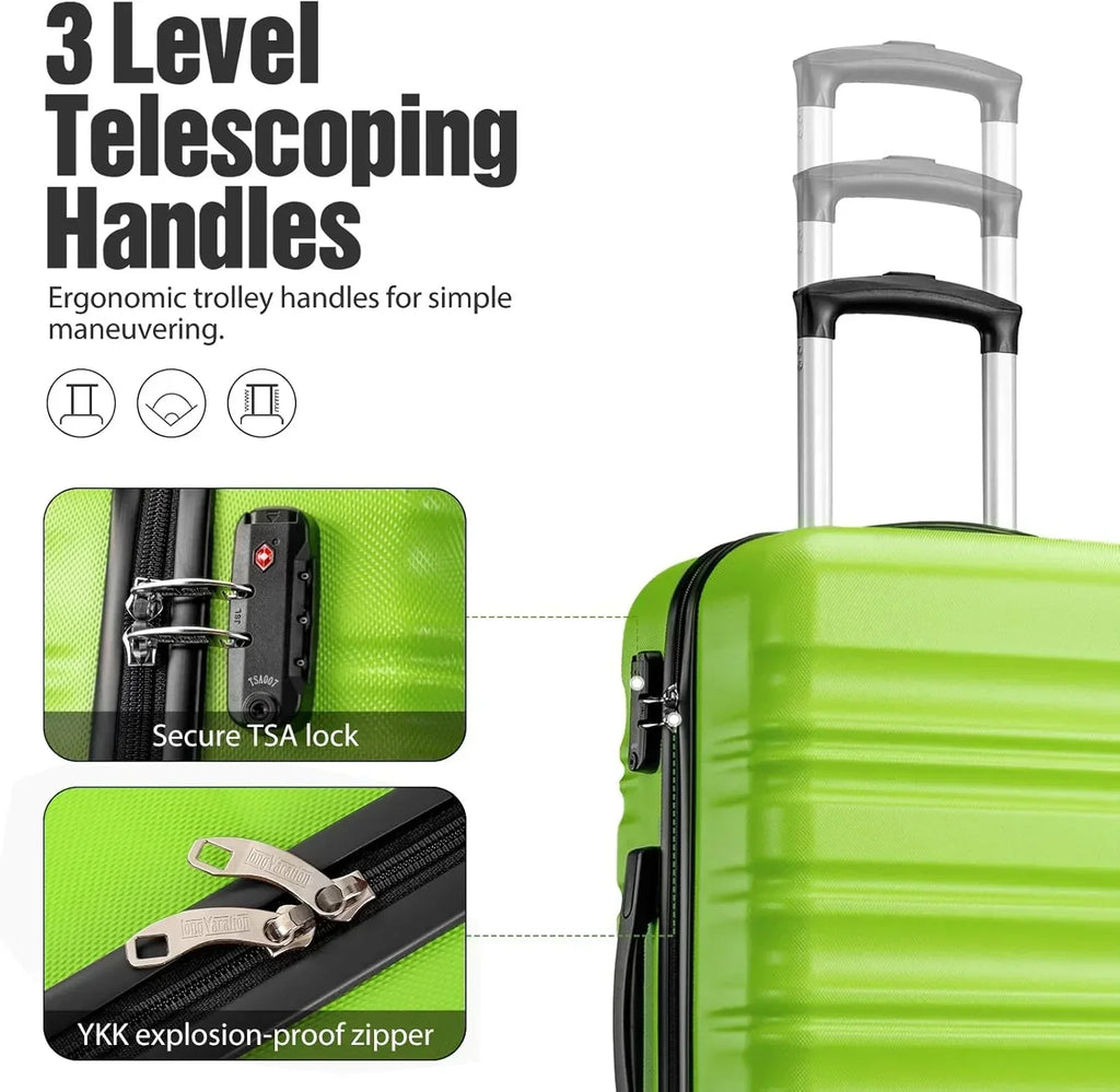LONG VACATION 6 Piece Luggage Set Carry on Suitcase with ABS+PC hardshell Spinner Wheels wourant