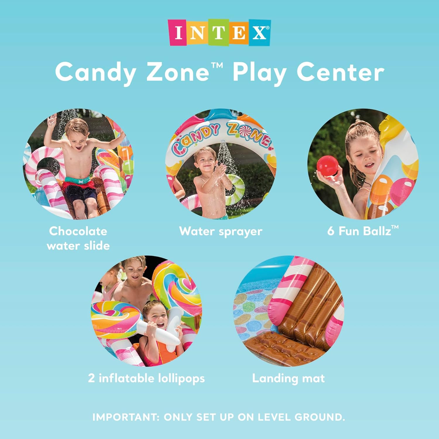 Intex 96" x 78" x 28" Inflatable Jungle Adventure Play Center Spray Kiddie Pool - Backyard Kids Water Slide, Outdoor Blow-Up Splash Pad for Toddlers wourant