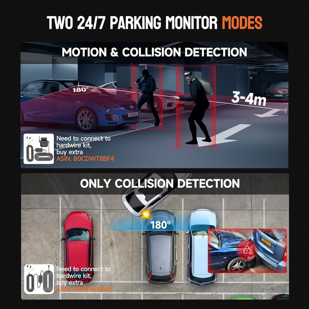360° Dash Cam 4-Channel FHD 4*1080P Wi-Fi GPS Voice Control Car Camera, Front 2K+1080P*2 Dash Cam, with 64GB SD Card, Night Vision, 24-Hour Parking Mode wourant