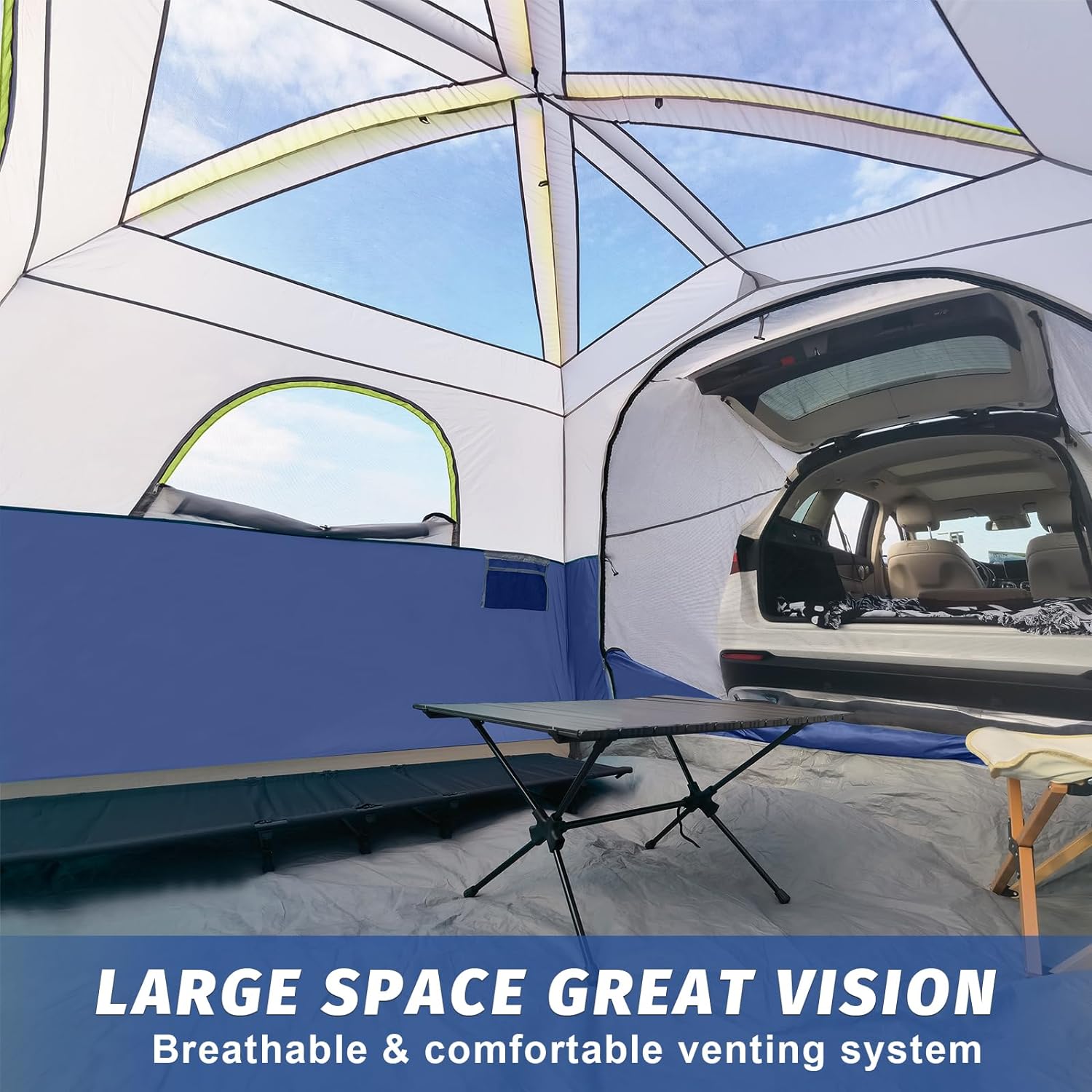 SUV Tent for Camping, 6-Person SUV Tailgate Tent - Easy Set Up with Rainfly, 10'x9'x78in(H) wourant