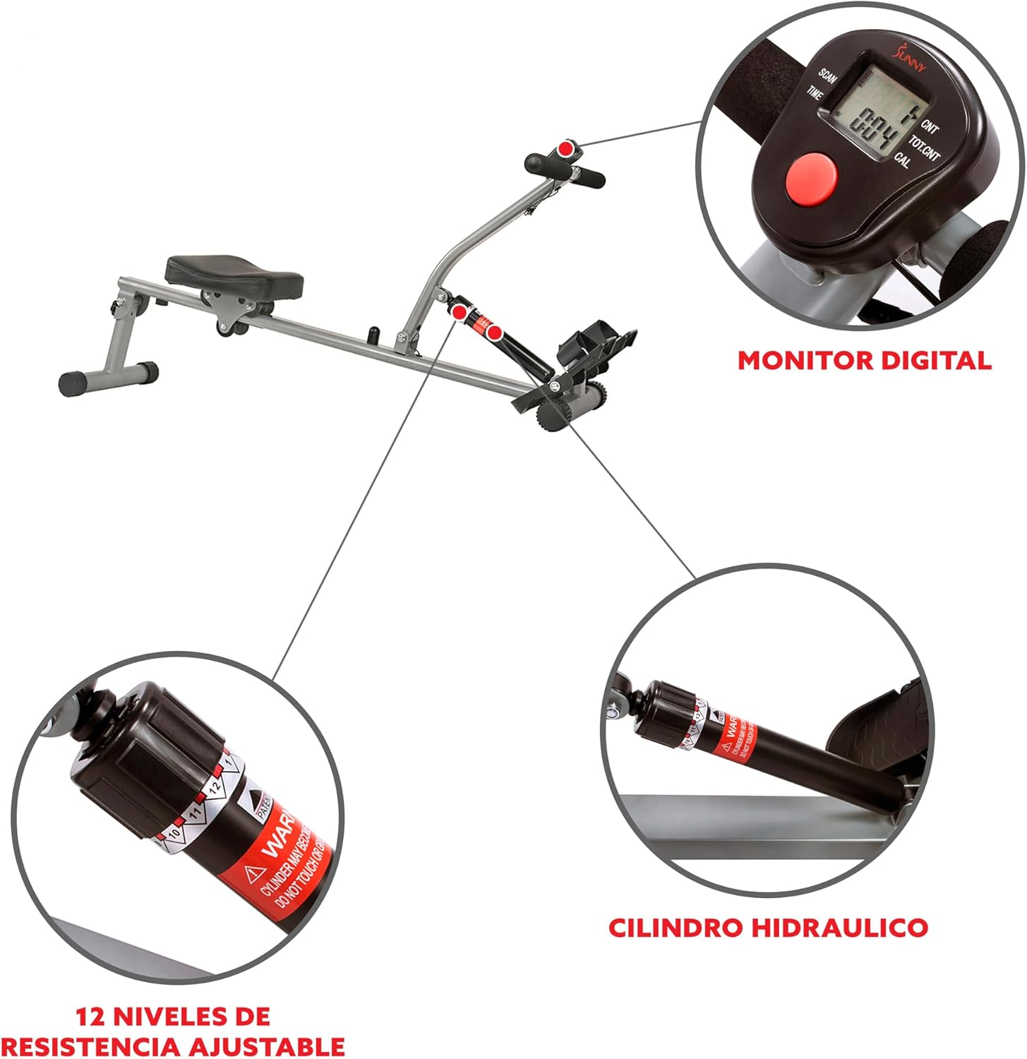 Sunny Health & Fitness Compact Adjustable Rowing Machine with 12 Levels of Resistance for Complete Body Workouts and Optional Free SunnyFit App Enhanced Connectivity wourant