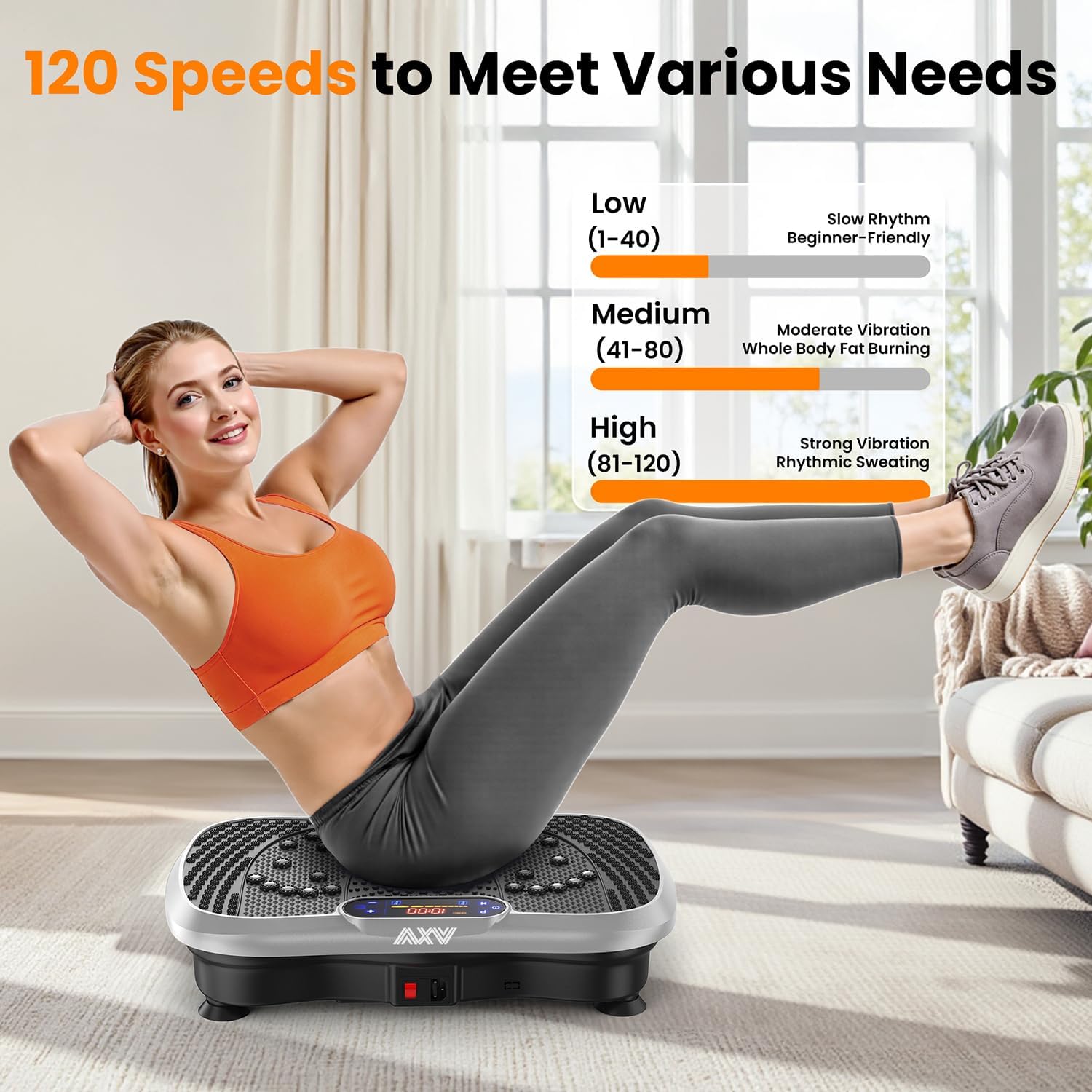 AXV Vibration Plate Fitness Platform Trainer Suitable for men and women to lose weight and burn fat at the gym wourant