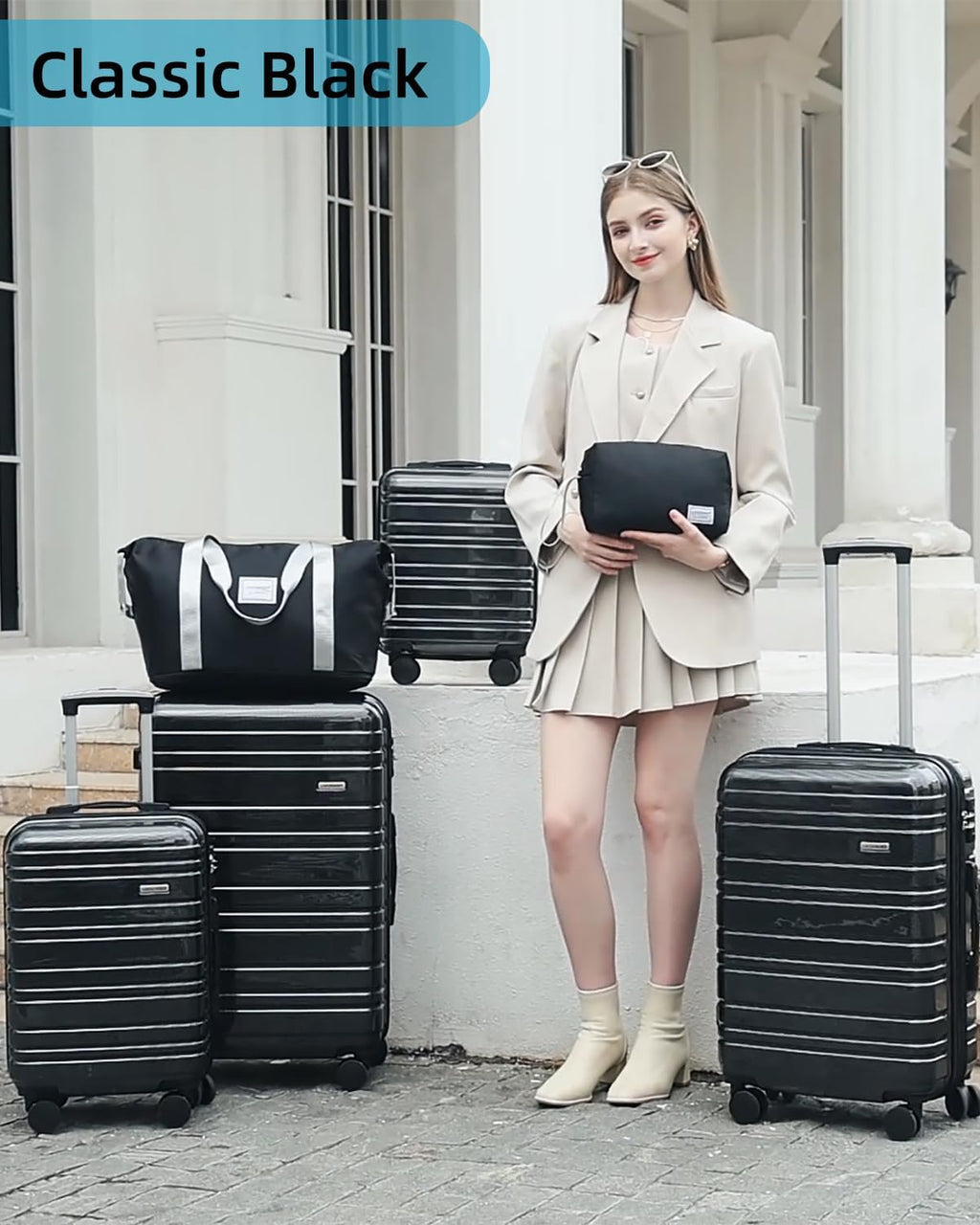 6-piece luggage set, expandable hardshell suitcase set with spinner wheels, lightweight rolling luggage set wourant