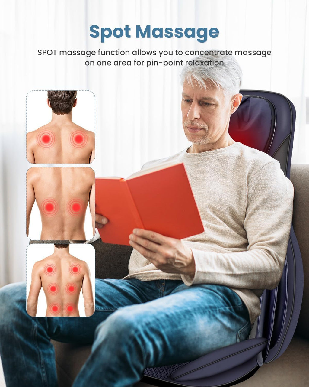 COMFIER Massager Chair with Heat Shiatsu Neck Back Massager Portable with Compress & Rolling Massage Chair Pad for Full Back Neck & Shoulders Full Body Pain wourant