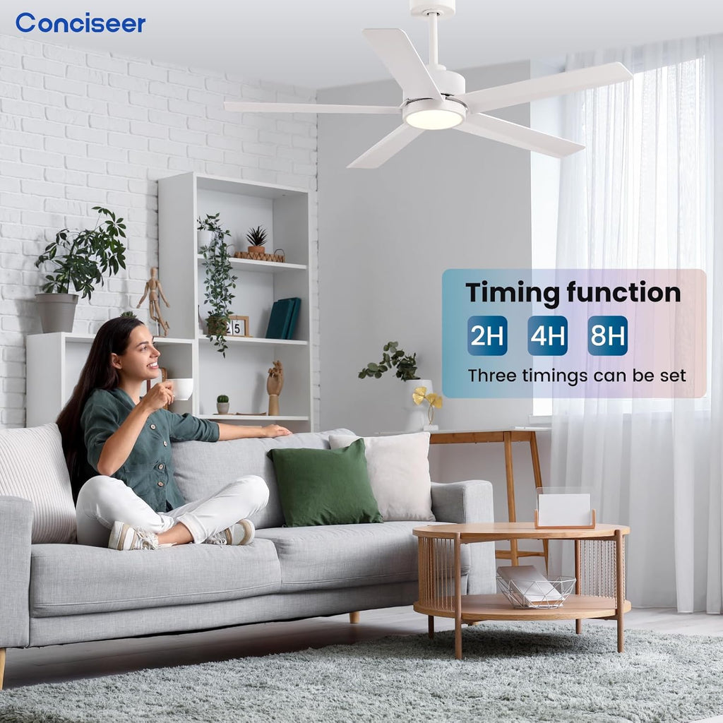 Modern Ceiling Fans with Lights, 72 Inch Ceiling Fan with Light and Remote, Bedroom Living Room Library Cafe Outdoor/Industrial,24W 3CCT Dimmable, 8 Blades 6 Speed Reversible Quiet DC Motor, Black wourant