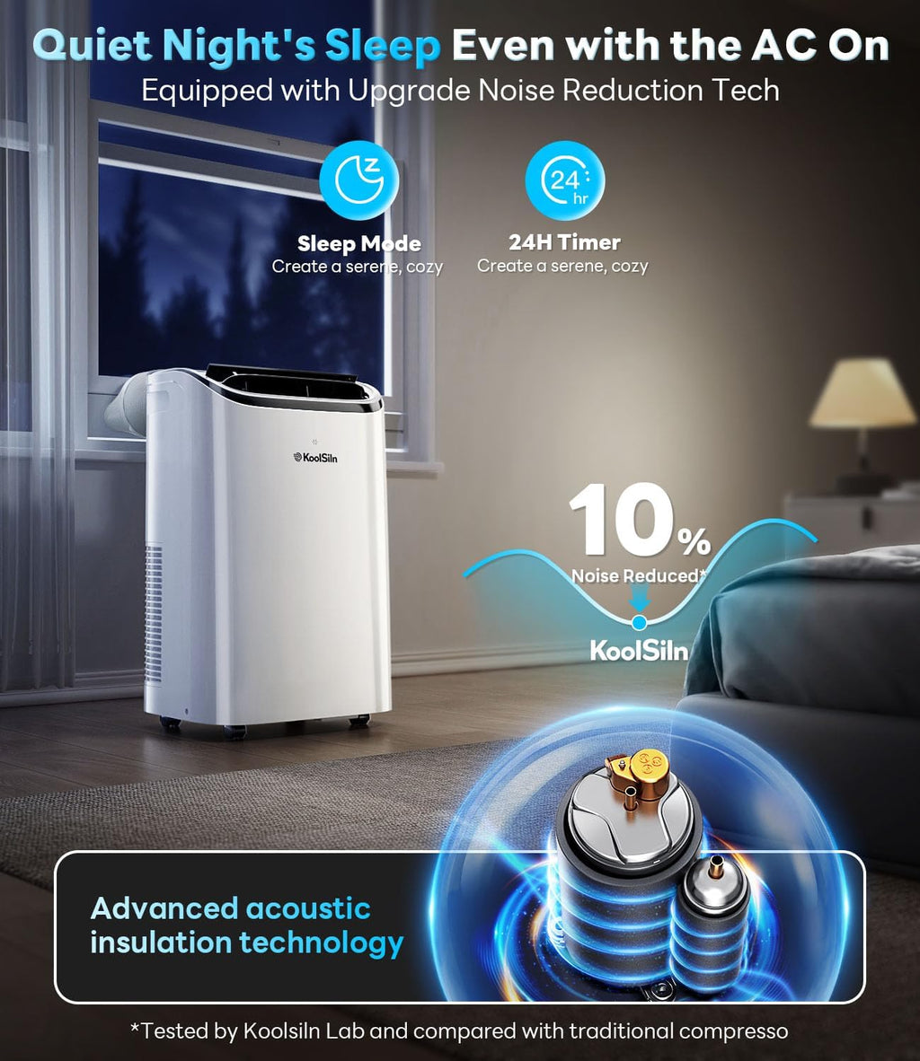 14,000 BTU Portable Air Conditioner Cools Up to 700 Sq.Ft, Auto-Evaporation Low Noise Portable AC Unit with Remote Control Fits for Large Room, Office, Garage,White wourant