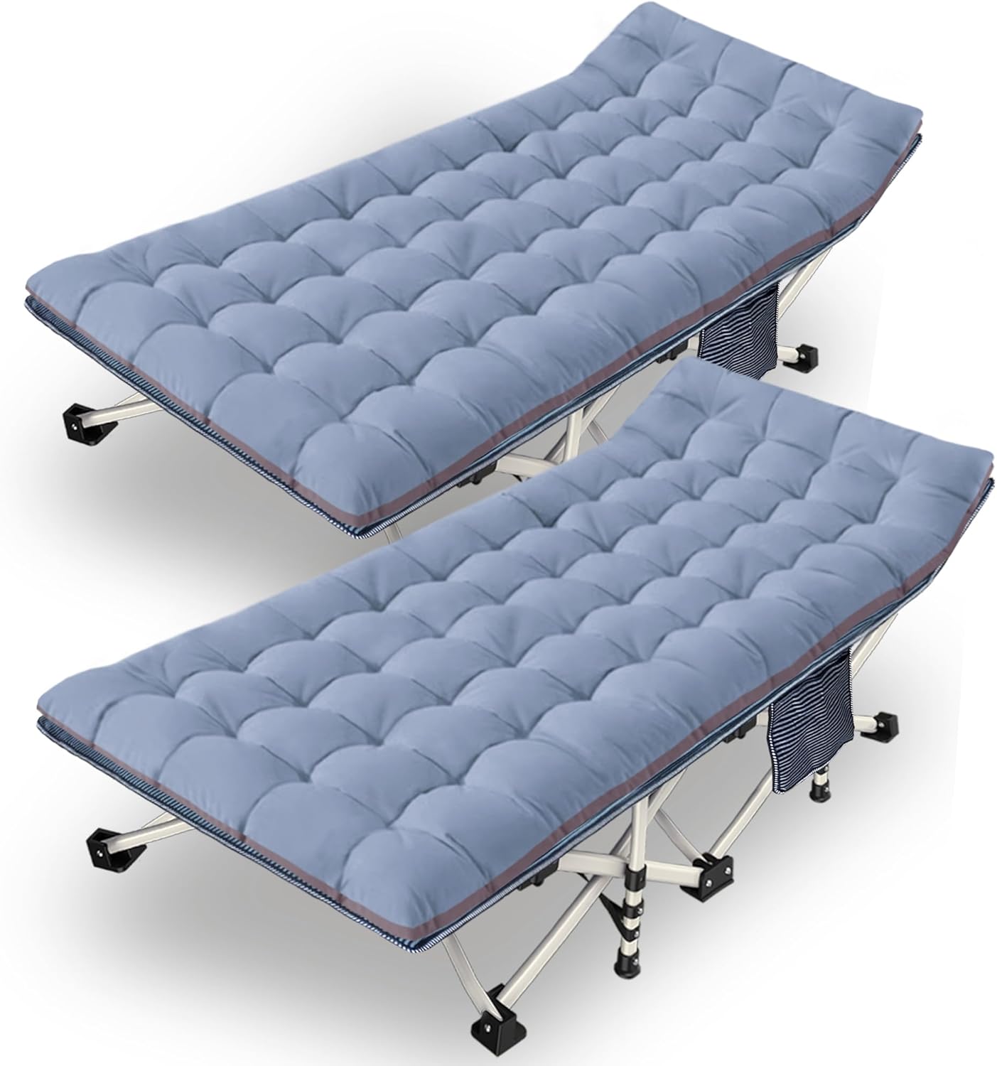 2 Pack Camping Cot with Mattress Comfortable Cot Bed Folding Cot Heavy Duty Cots for Sleeping with Carry Bag for Adults Kids Guest Bed Outdoor Indoor Home wourant
