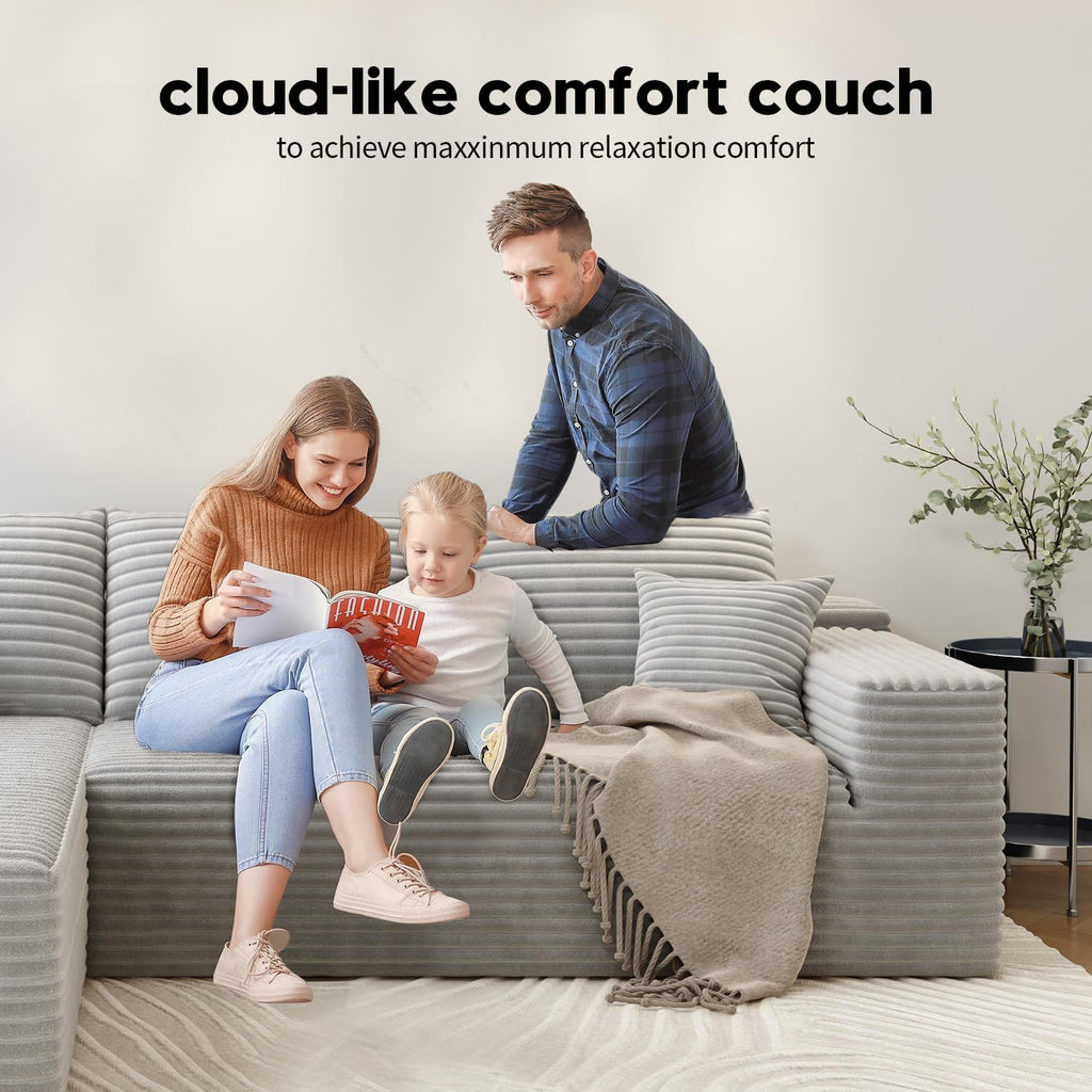 107.5" Cloud Modular Sectional Sofa Couch with L-Shape Chaise,Modern Minimalist Upholstered Couches wourant