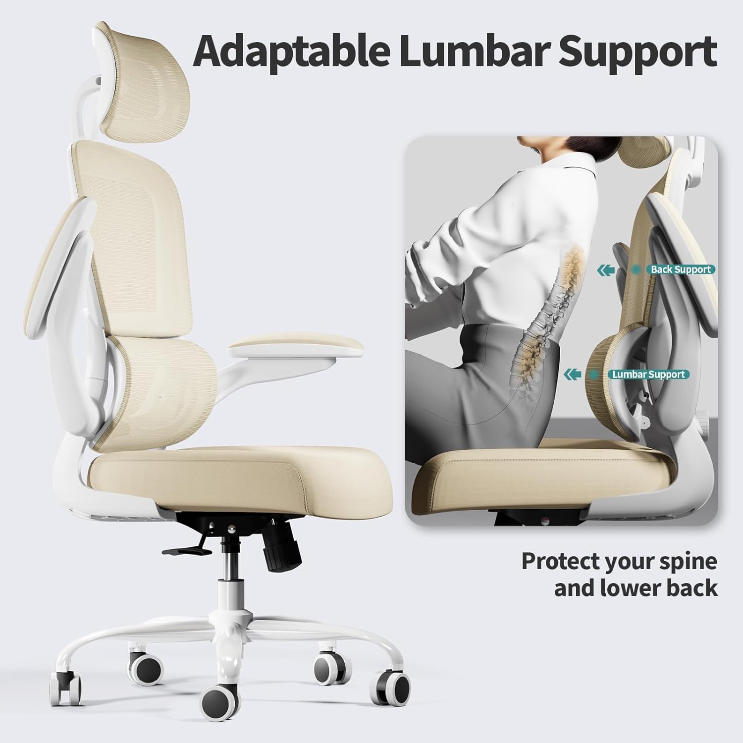 Office Chair Ergonomic Desk Chair, 330 lbs Home Mesh Desk Chair with Wheels, Comfortable Gaming Chair, High Back Office Chair wourant