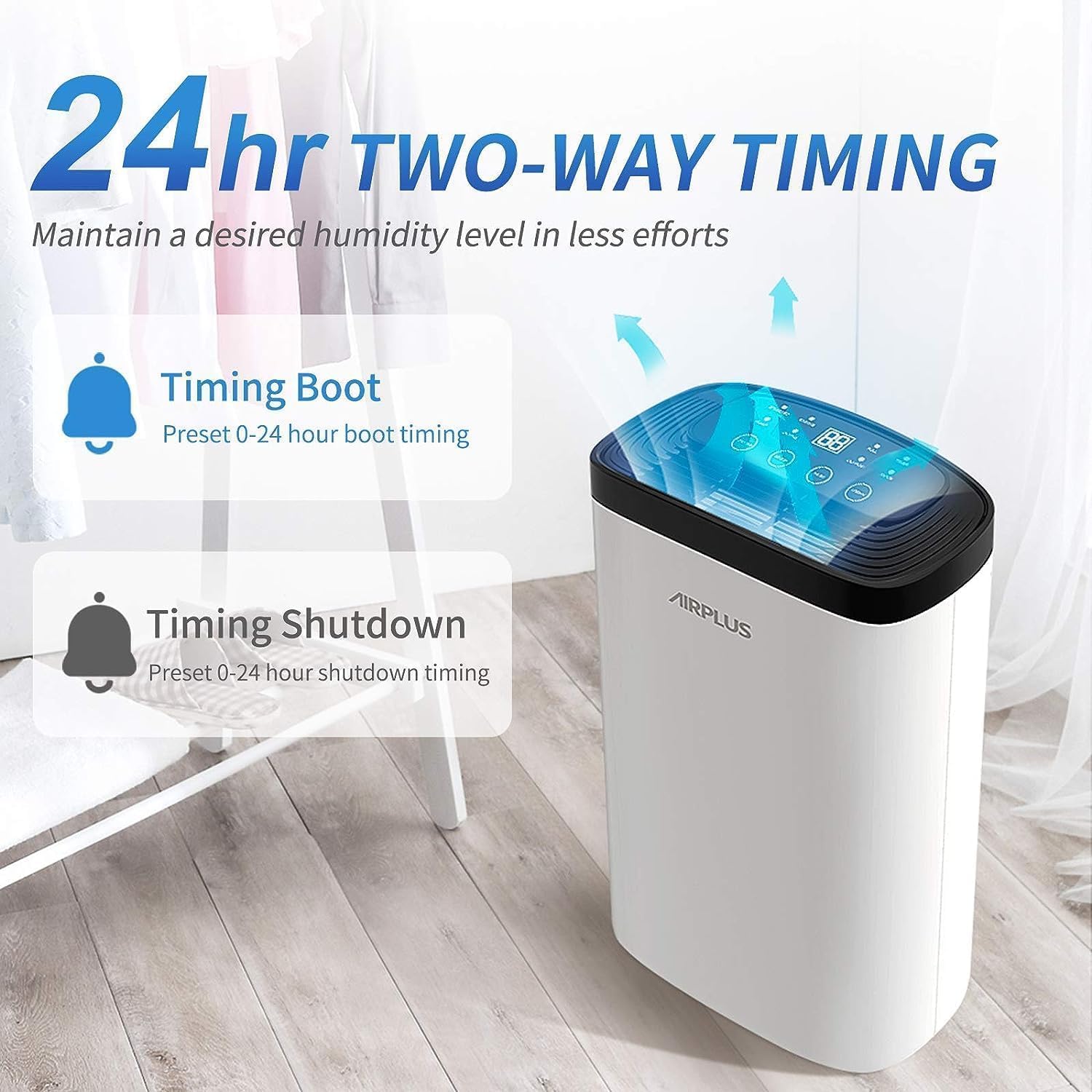 AIRPLUS 1,500 Sq. Ft Dehumidifier for Basement, 30 Pints Powerful Dehumidifier for Home, Large Rooms, Bedrooms, Sufficient Capacity Water Tank with Drain Hose (AP1907) wourant