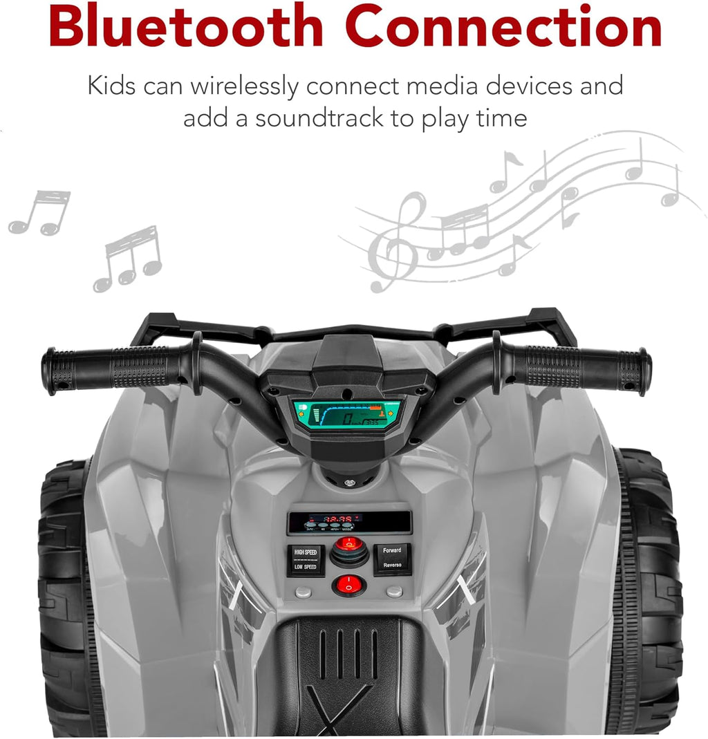 Best Choice Products 12V Kids Ride-On Electric ATV, 4-Wheeler Quad Car Toy w/Bluetooth Audio, 2.4mph Max Speed, Treaded Tires, LED Headlights, Radio wourant