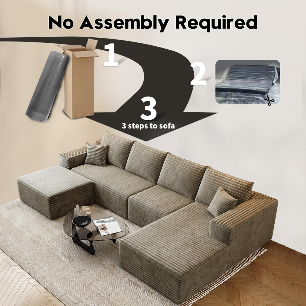 107.5 inch Cloud Modular Sectional Sofa with L-Shaped Chaise Lounge, Modern Minimalist Upholstered Sofa Deep Seating Corner Sofa wourant