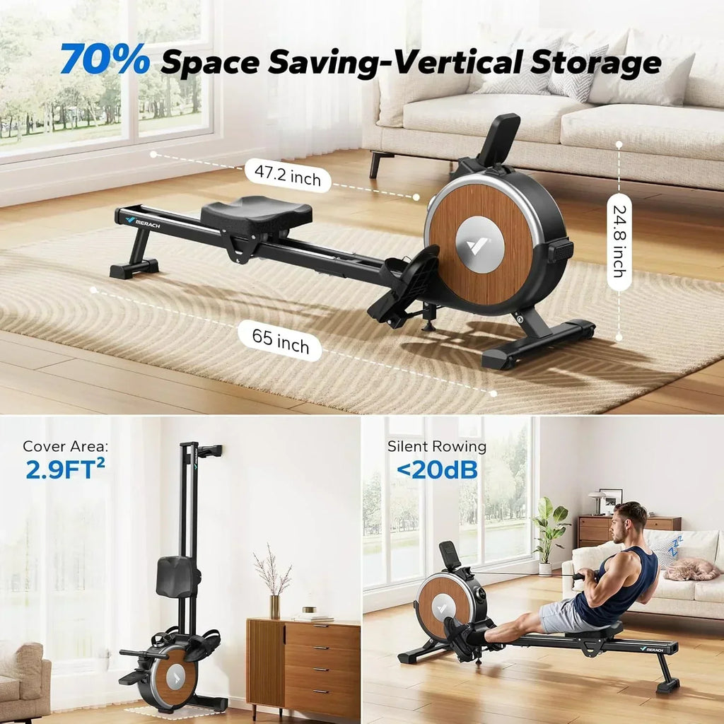Merachi household rowing machine silent resistance dual-slide design wourant