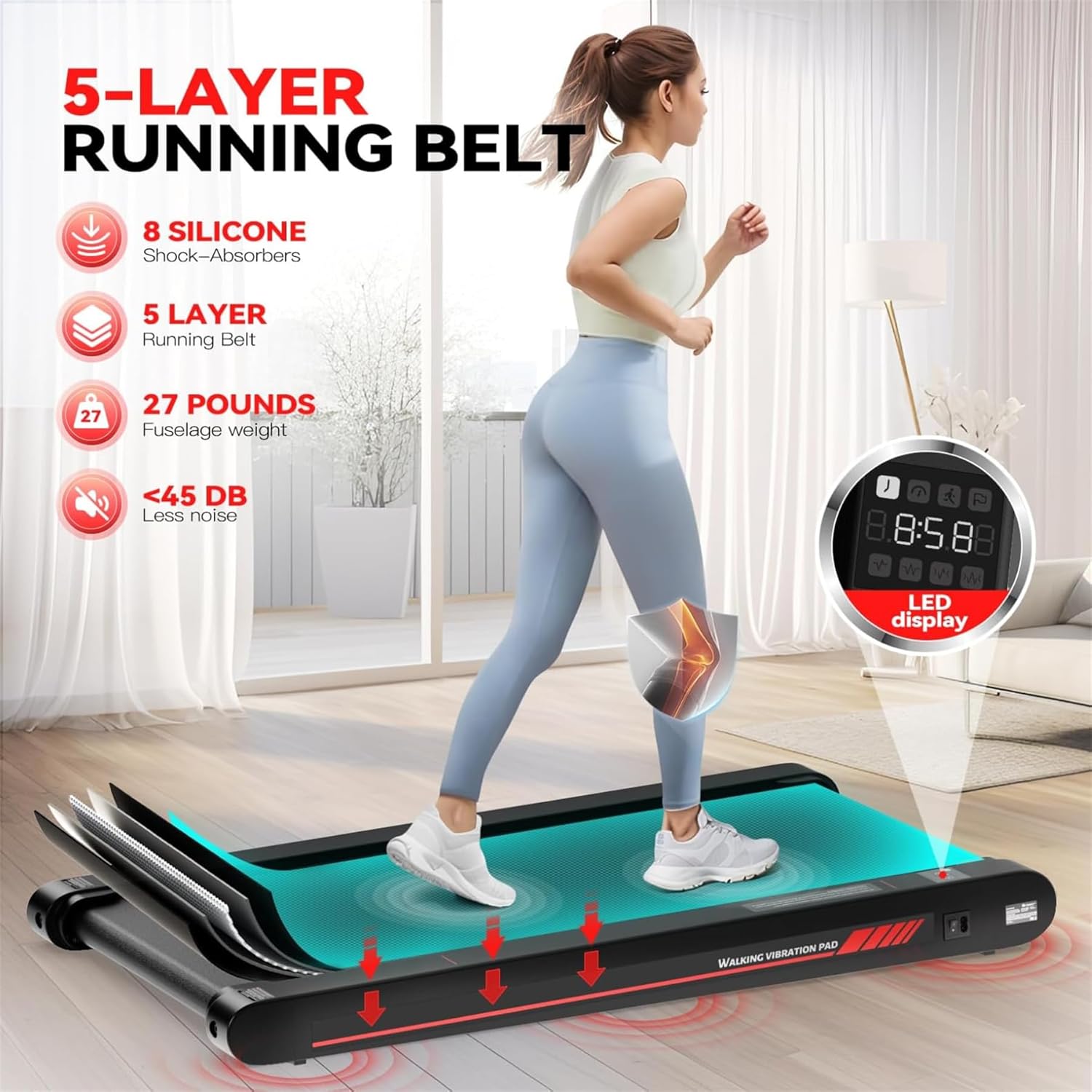 Sperax Walking Vibration Pad with APP, 3 in 1 Under Desk Treadmill, 2.5HP Low Noise Walking Treadmill Pad with Remote Control,Portable Treadmills for Home Office wourant