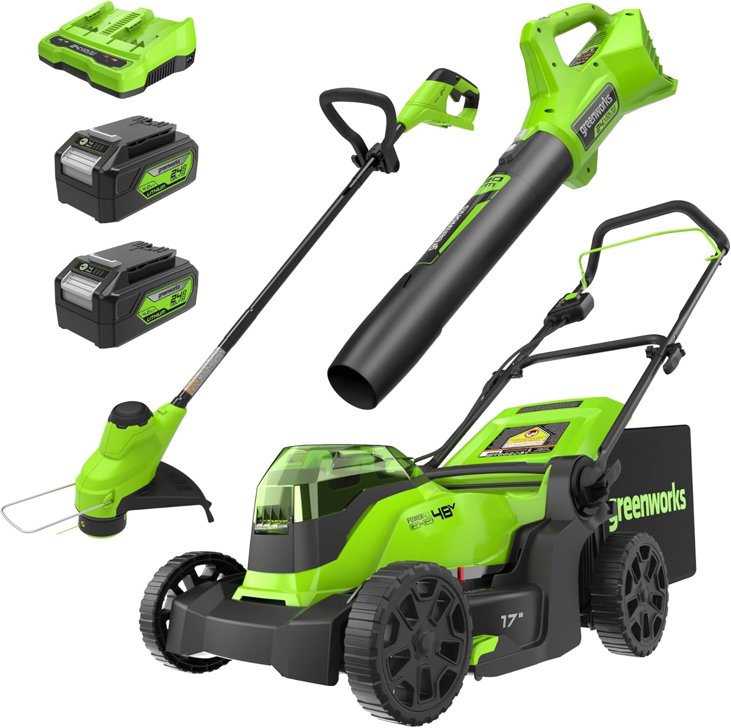 Greenworks 48V (24V x 2) 17" Cordless (Push) Lawn Mower (200+ Compatible Tools) wourant