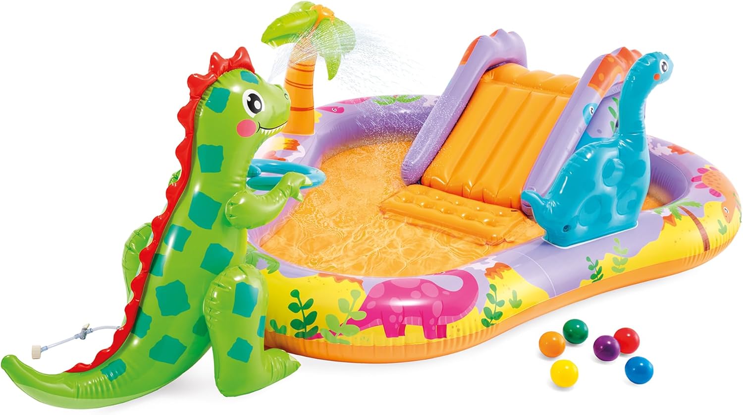 Intex 96" x 78" x 28" Inflatable Jungle Adventure Play Center Spray Kiddie Pool - Backyard Kids Water Slide, Outdoor Blow-Up Splash Pad for Toddlers wourant
