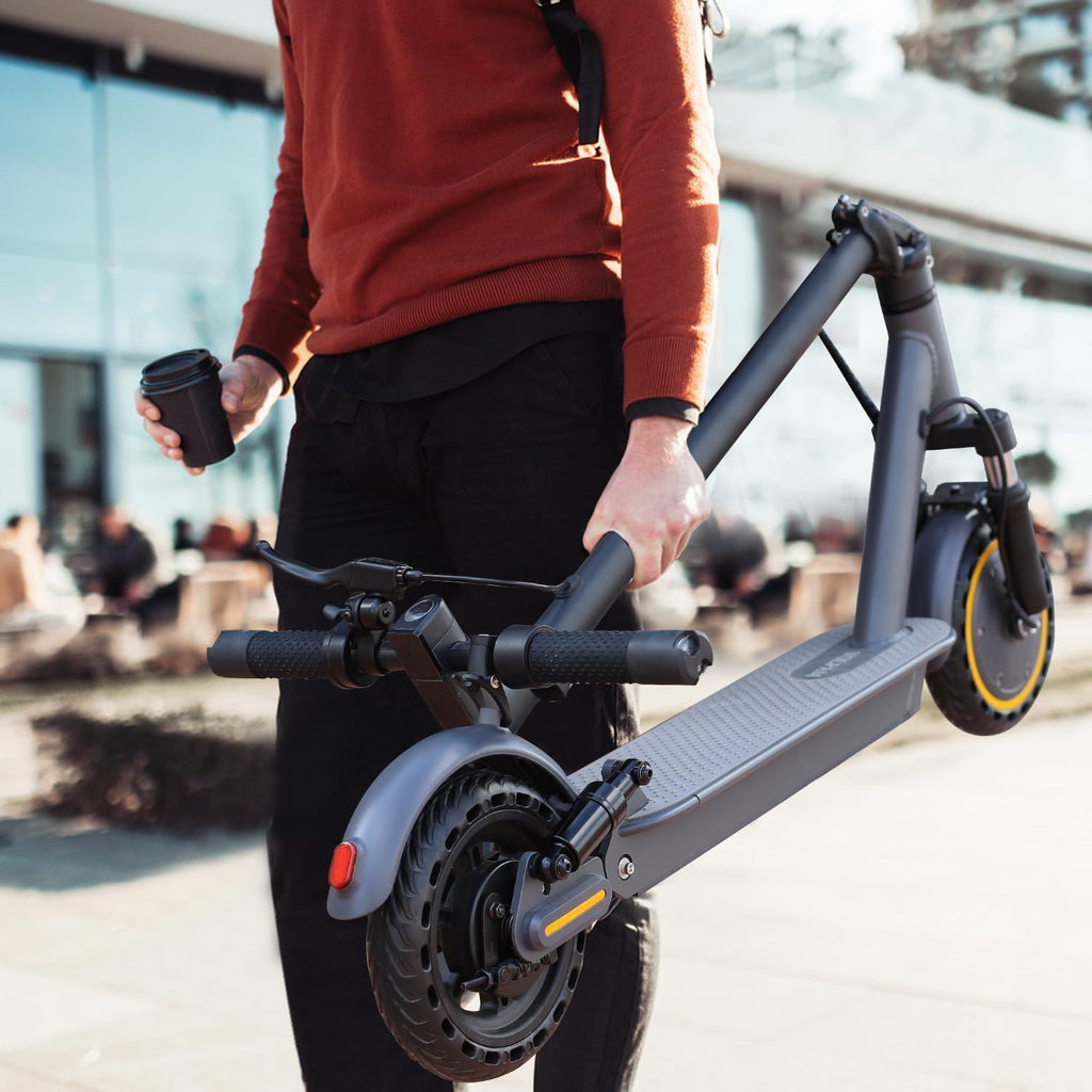 Electric Scooter, 350W/500W Powerful Motor, 8.5"/10" Solid Tires, 19/22Mph, 28/21/12 Miles Range,Dual Braking wourant