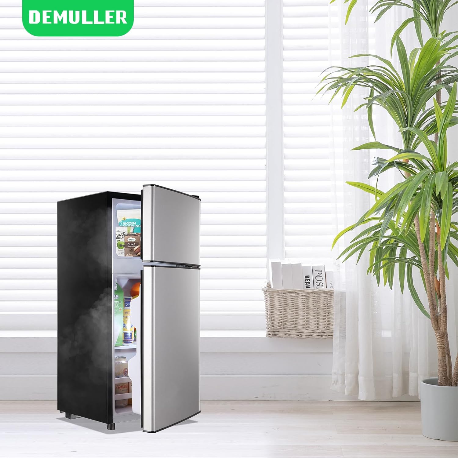 2.4 Cu.Ft Mini Fridge with Freezer & Double Door Small Tiny Size Refrigerator with 7 Temperature Control Knob Only Suitable for One Person Use Black wourant
