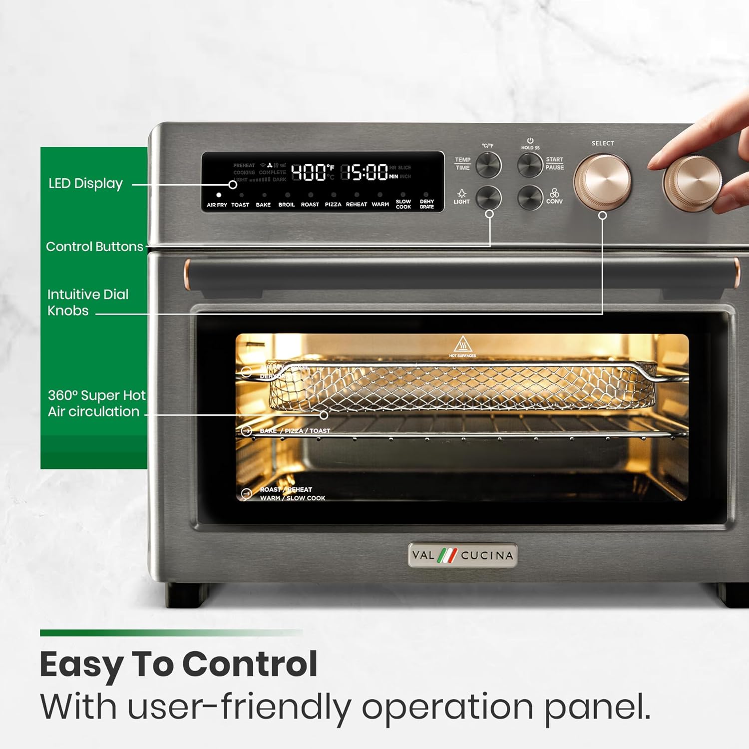 Infrared Heating Air Fryer Toaster Oven, Extra Large Countertop Convection Oven 10-in-1 Combo, 6-Slice Toast, Enamel Baking Pan Easy Clean with Recipe Book, Black Matte Stainless Steel wourant