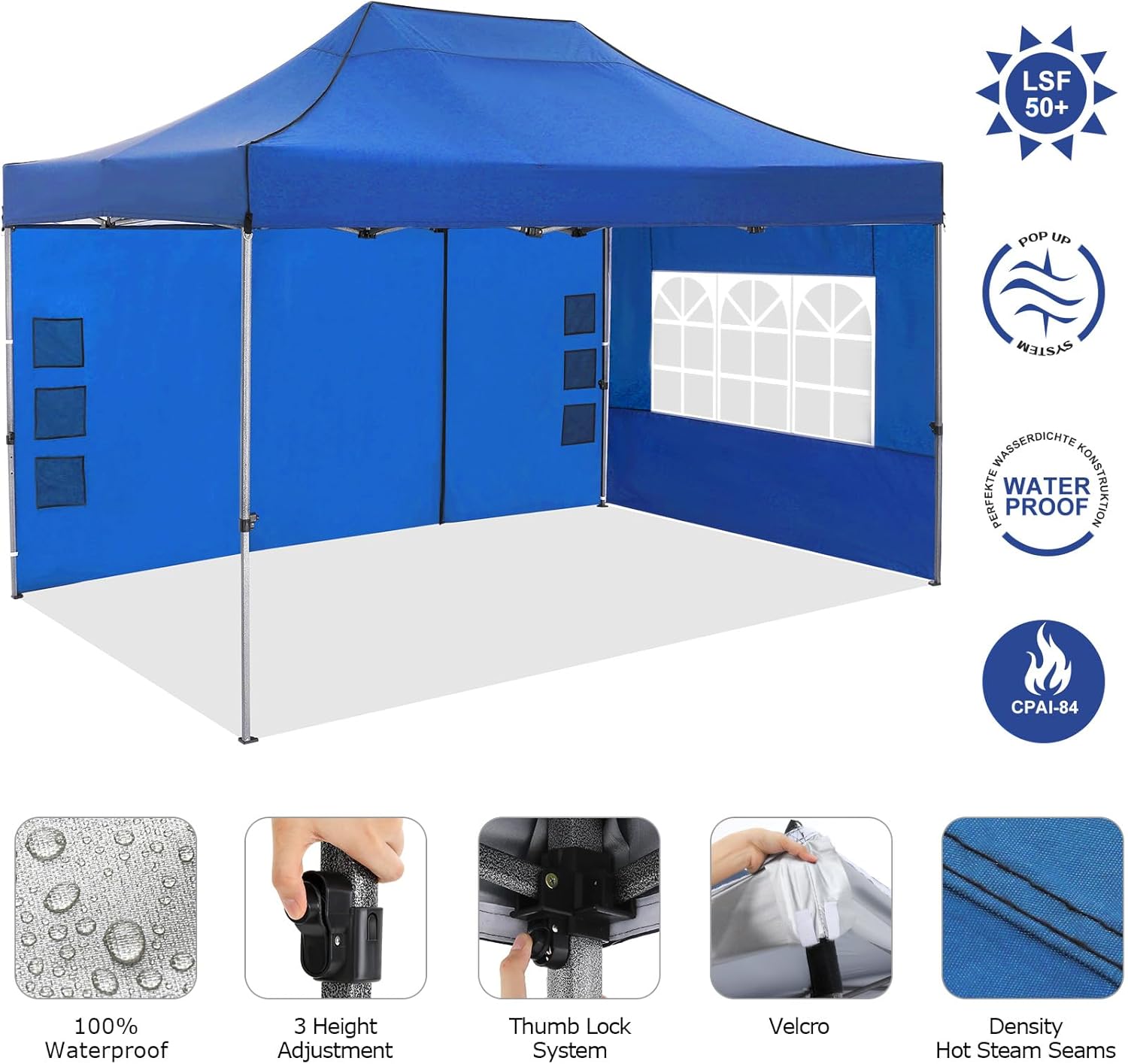 COBIZI 10x20 Heavy Duty Pop up Canopy Tent with 6 sidewalls Easy Up Commercial Outdoor Canopy Wedding Party Tents for Parties All Season Wind & Waterproof Gazebo with Roller Bag,Black(Frame Thickened) wourant