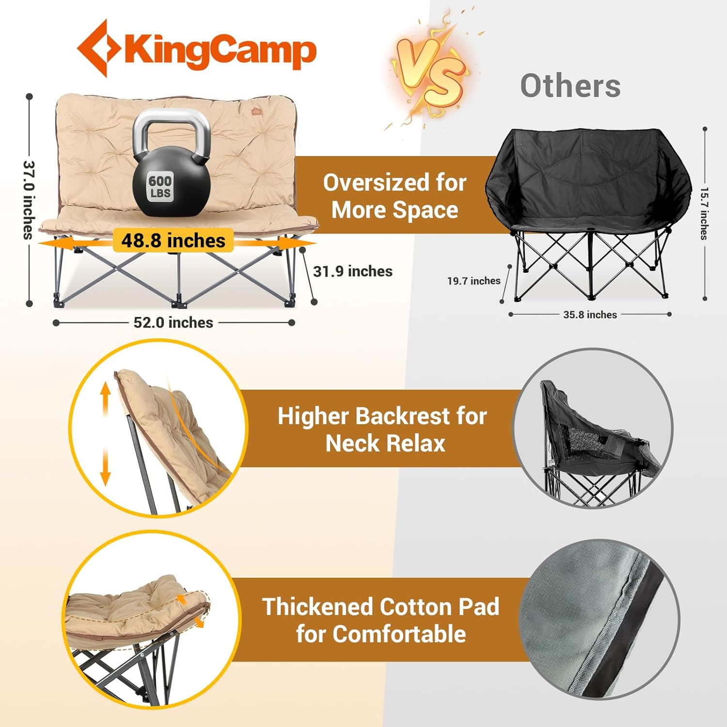 Butterfly chair, extra large thick comfortable camping chair, portable folding chair, 400 lb heavy duty seat wourant