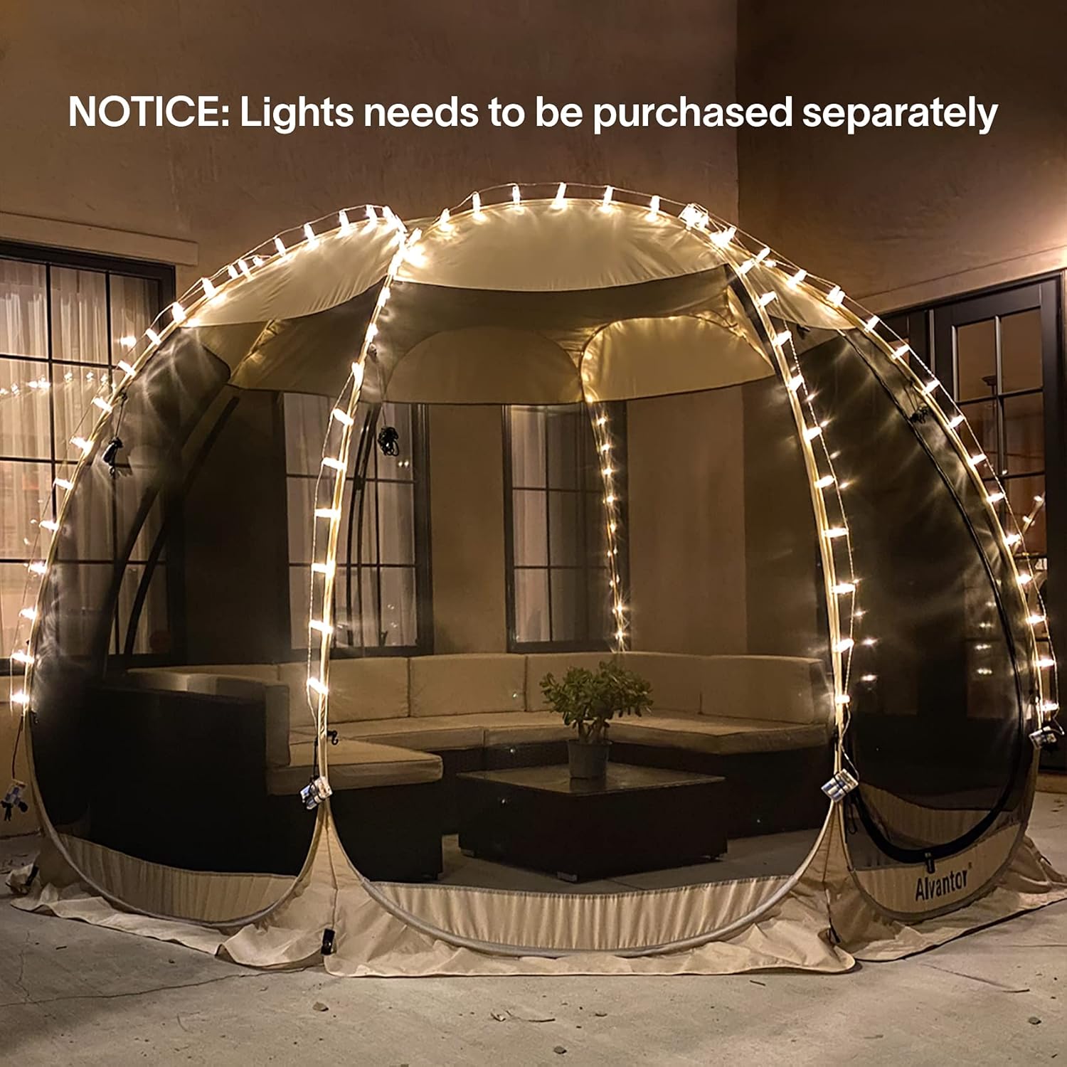 Alvantor Screen House Gazebo, 6-10-15 Person Pop Up Igloo Screened Canopy Tent with Mosquito Netting Sides, Instant UV Resistant Sun Shelter for Garden, Patio, Backyard wourant