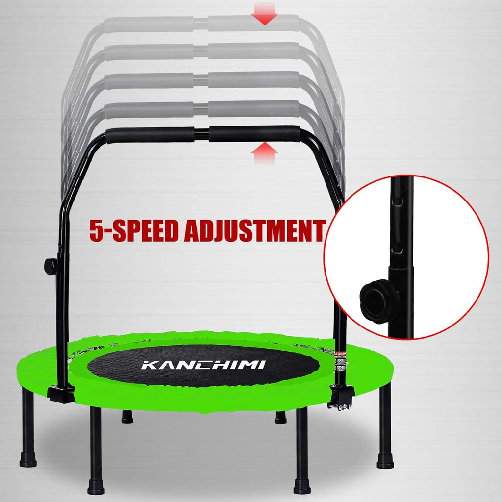 Kanchimi 40" 48" Folding Mini Fitness Indoor Exercise Workout Rebounder Trampoline with Handle, Max Load 330lbs wourant