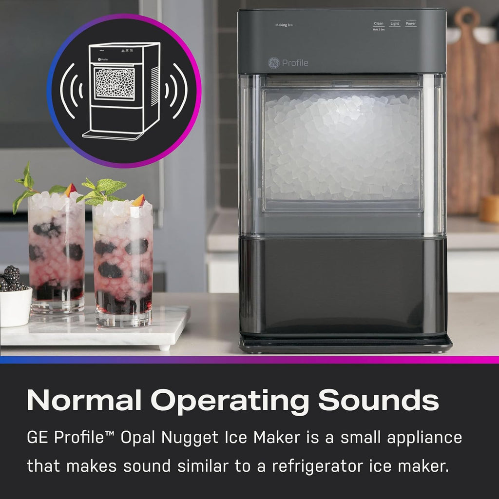 GE Profile Opal 2.0 with 0.75 Gallon Tank, Chewable Crunchable Countertop Nugget Ice Maker, Scoop included, 38 lbs in 24 hours, Pellet Ice Machine with WiFi & Smart Connected, Stainless Steel wourant