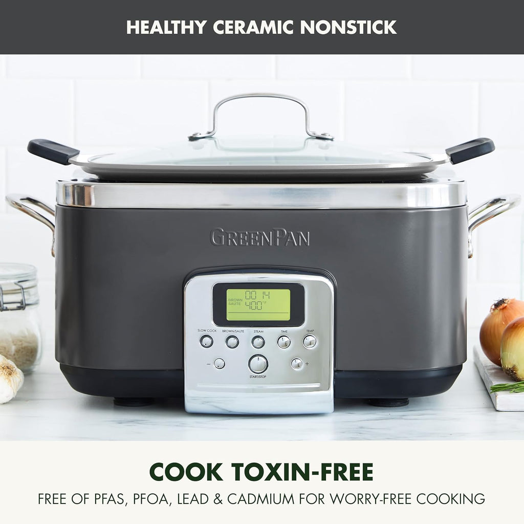 8-in-1 Programmable 6QT Electric Slow Cooker with Dishwasher-Safe Lid and Removable Base wourant