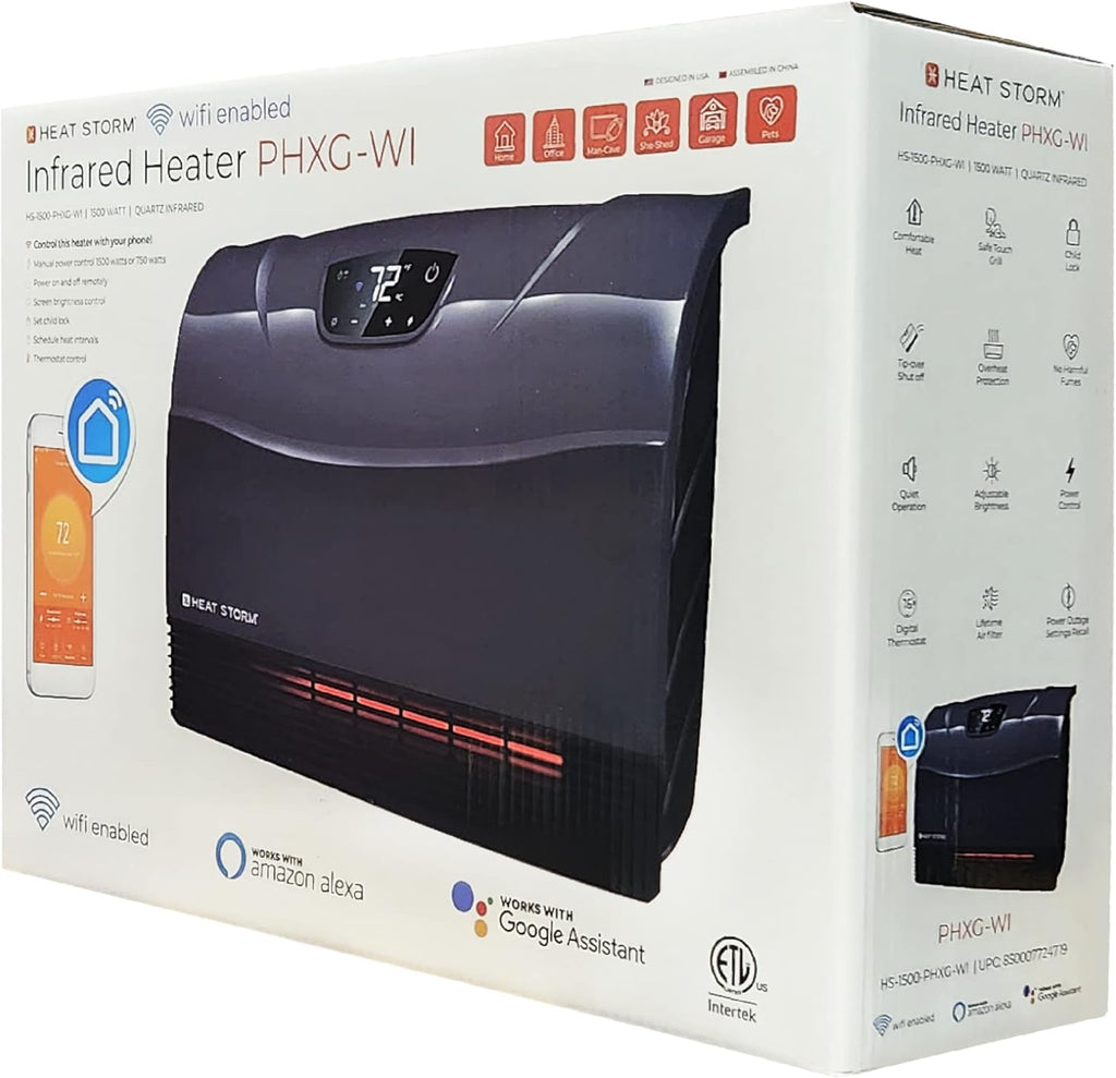 Heat Storm HS-1500-PHX-WIFI Infrared Heater, Wifi Wall Mounted wourant