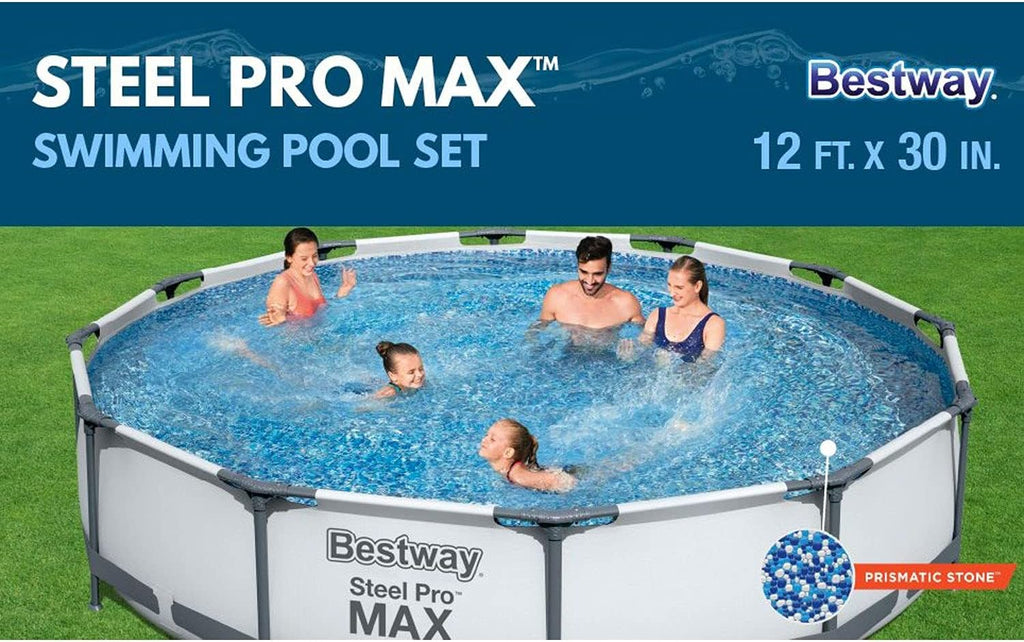 Steel Pro MAX 10 Foot x 30 Inch Round Metal Frame Above Ground Outdoor Backyard Swimming Pool Set with 330 GPH Filter Pump wourant