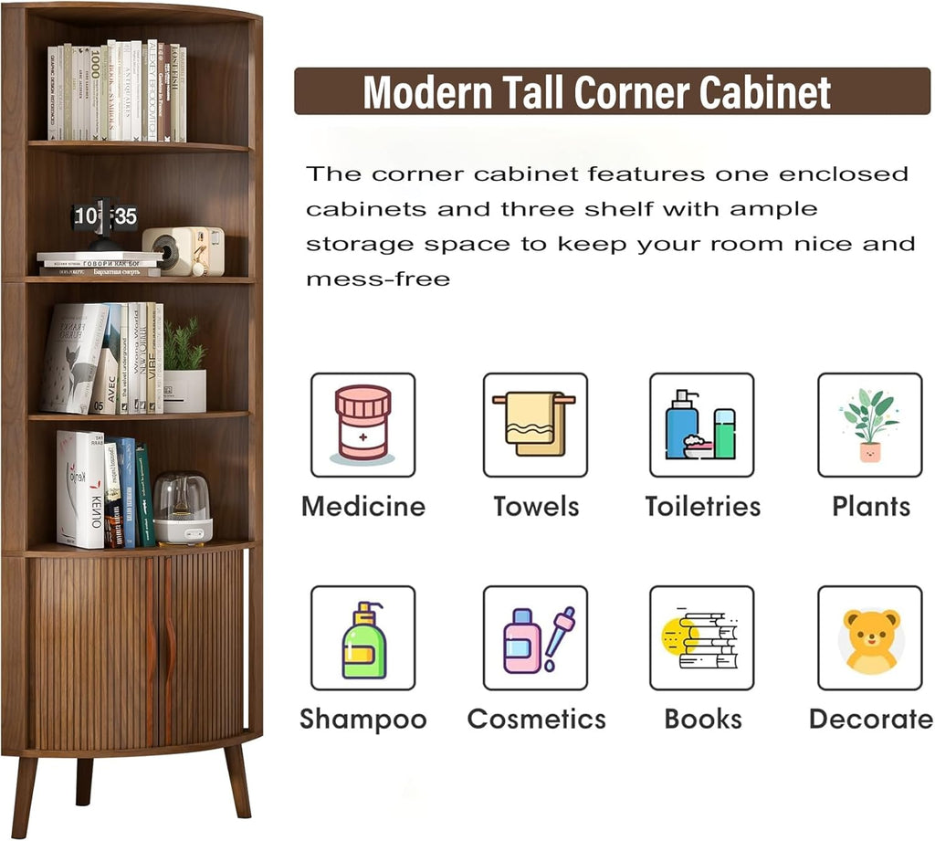 Corner Cabinet, 66.73'' Tall Modern Corner Bathroom Storage Cabinet wourant