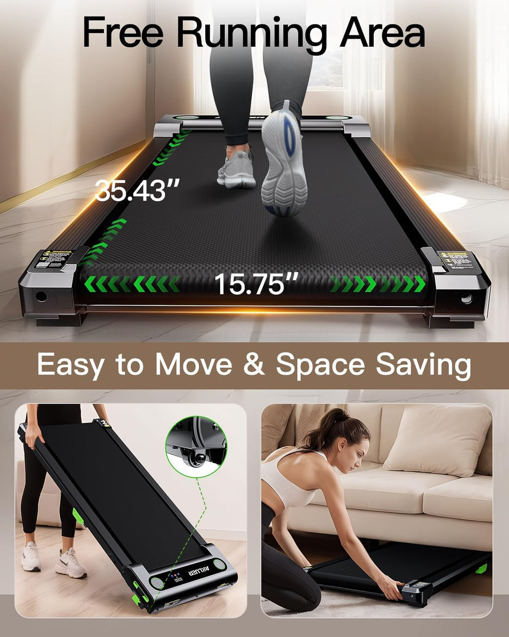 Akluer Inclined Home Treadmill 2.5 HP Small Under-Desk Treadmill with Remote Control and LED Display wourant